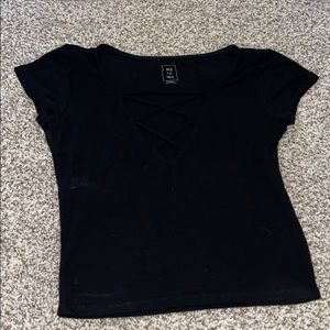 Black tee-shirt with strappy design!